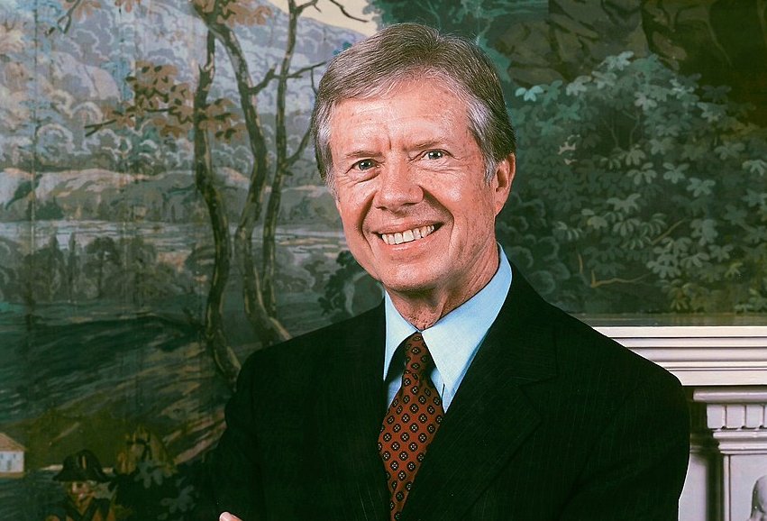President Jimmy Carter wearing black jacket