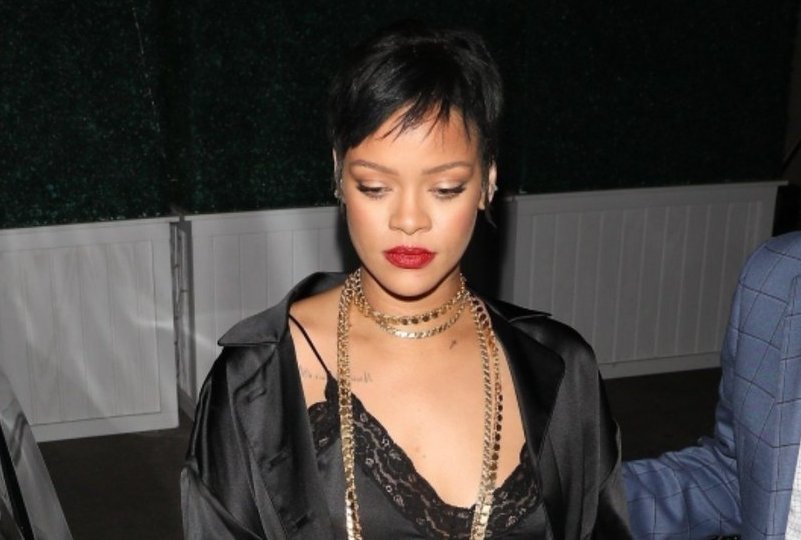 Rihanna in black top