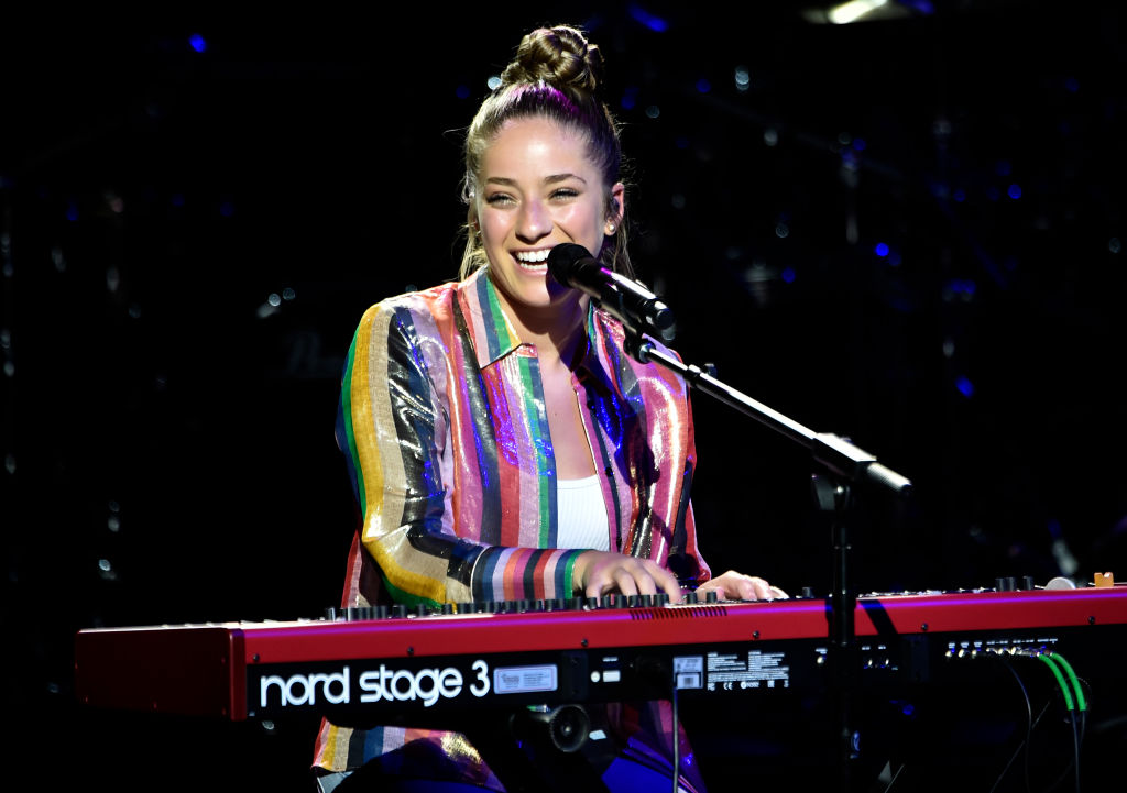 Brynn Cartelli in colorful shirt