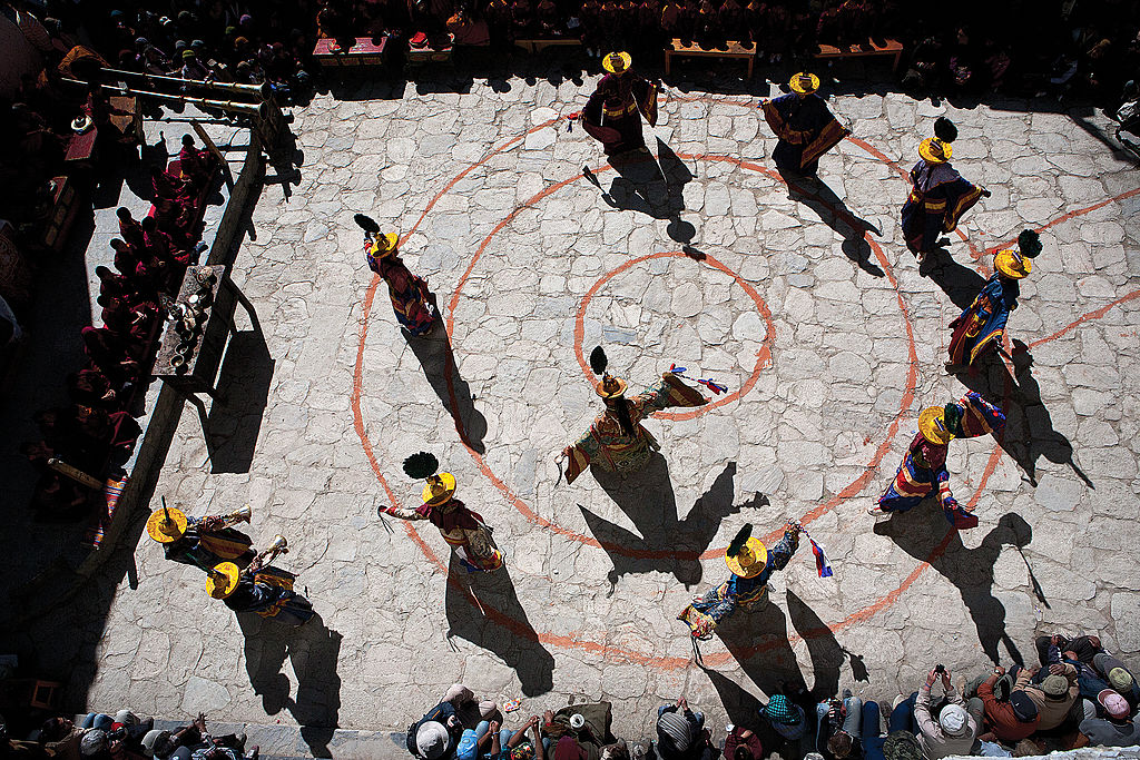 The Tiji Festival, which occurs yearly in the main square of Lo Manthang, features dancers dressed elaborately as animals, demons, and divinities