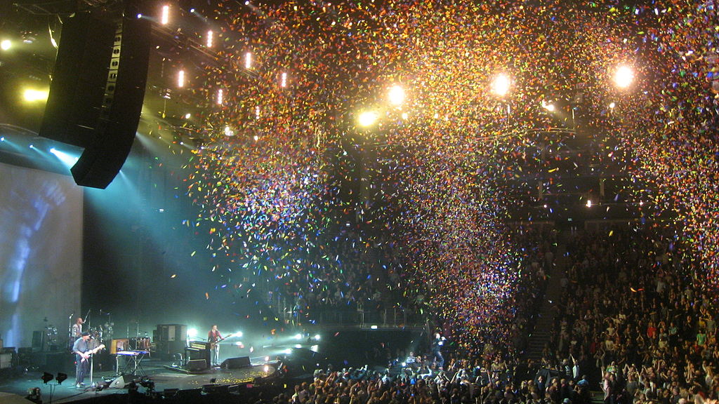 Confetti falling on the stage