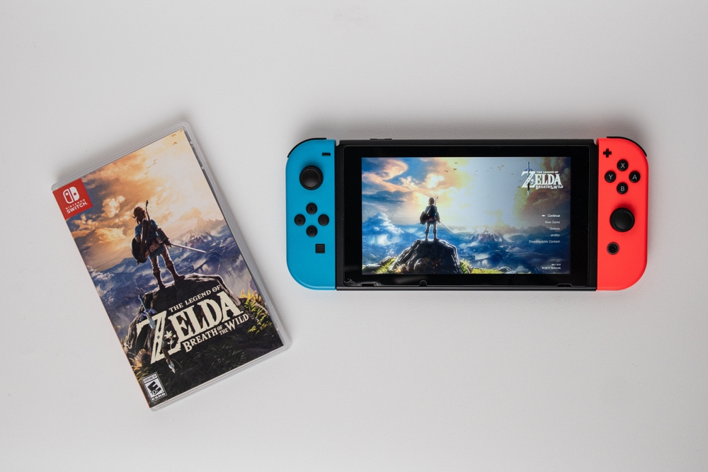 The Legend of Zelda Breath of The Wild game on a Nintendo Switch console.