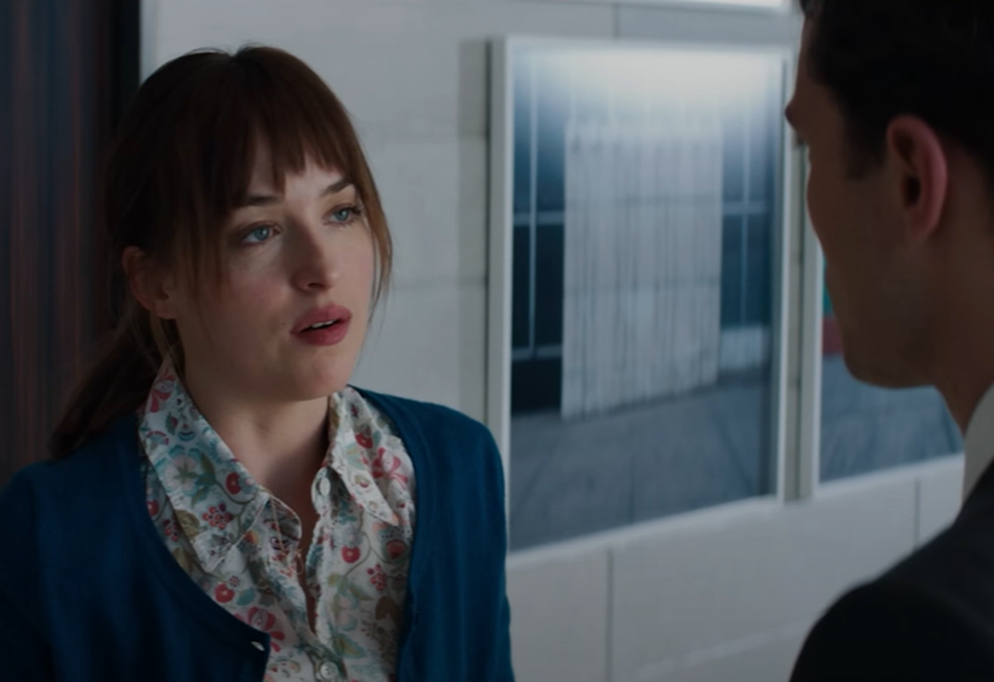 Screenshot of Dakota Johnson and Jamie Dornan from -  Fifty Shades of Grey (2015)