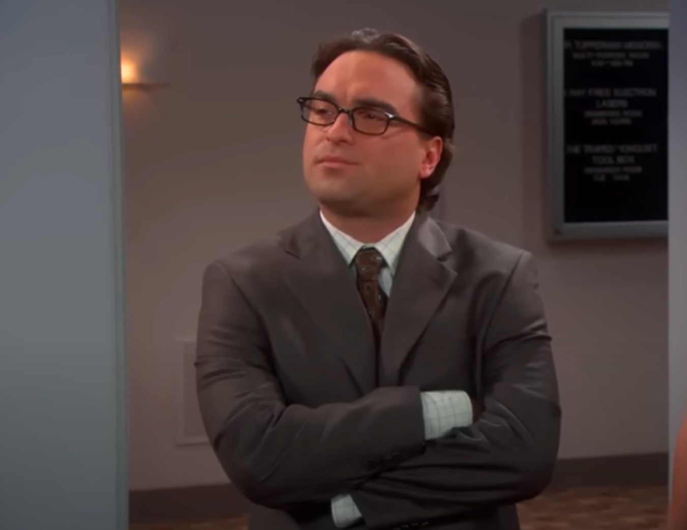 Screenshot of Johnny Galecki looking at side upset - from The Big Bang Theory (2007-19)