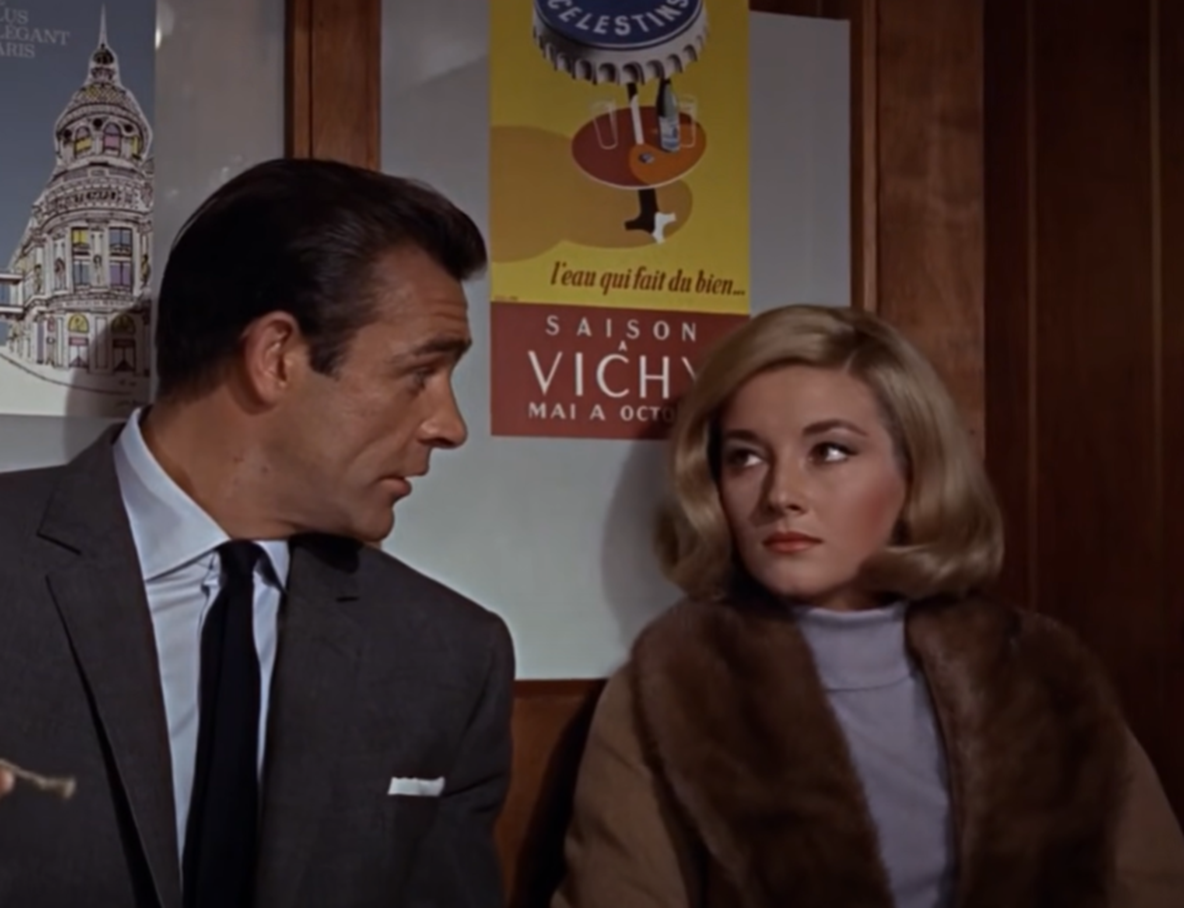 Screenshot of Sean Connery and Daniela Bianchi in From Russia with Love (1963)