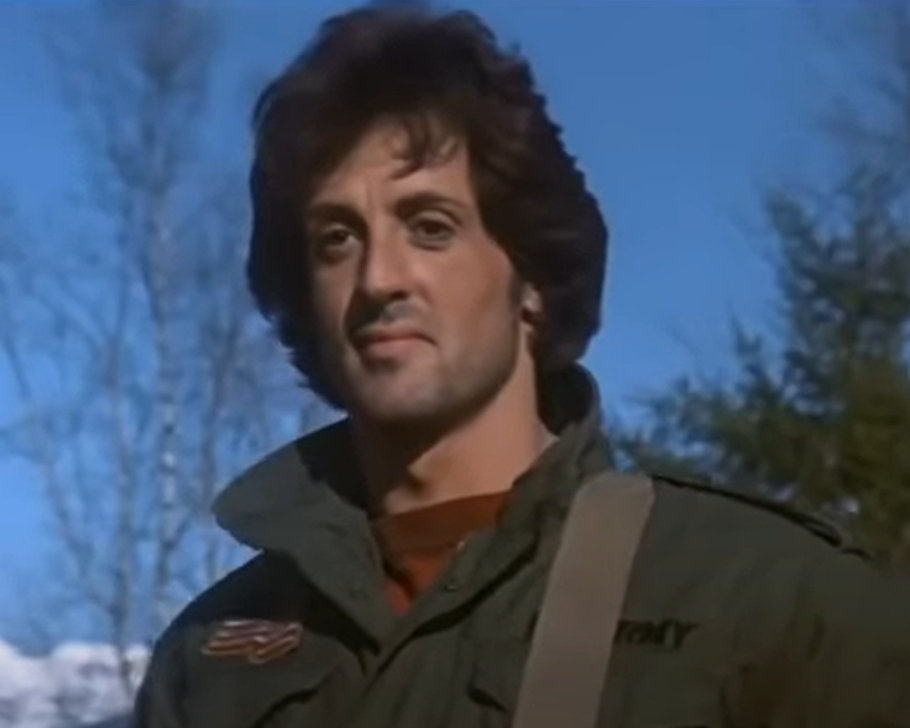 A visually captivating still taken from a pivotal moment in the film First Blood (1982)