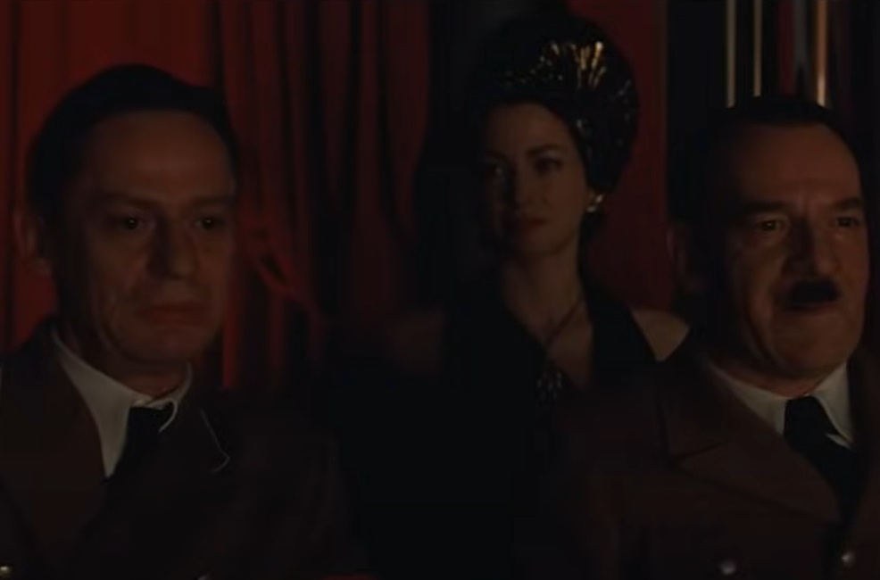 A visually captivating still taken from a pivotal moment in the film Inglourious Basterds (2009)