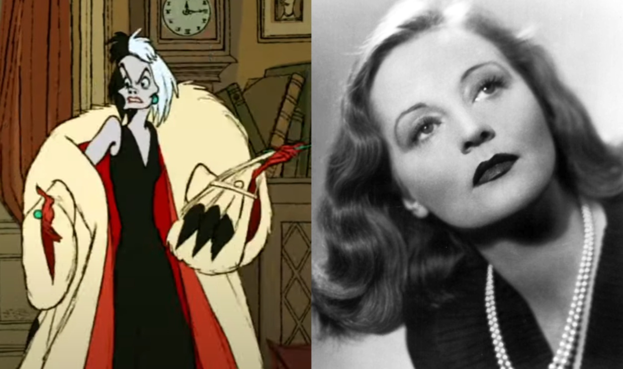 Character Cruella de Vil and Tallulah Bankhead comparison