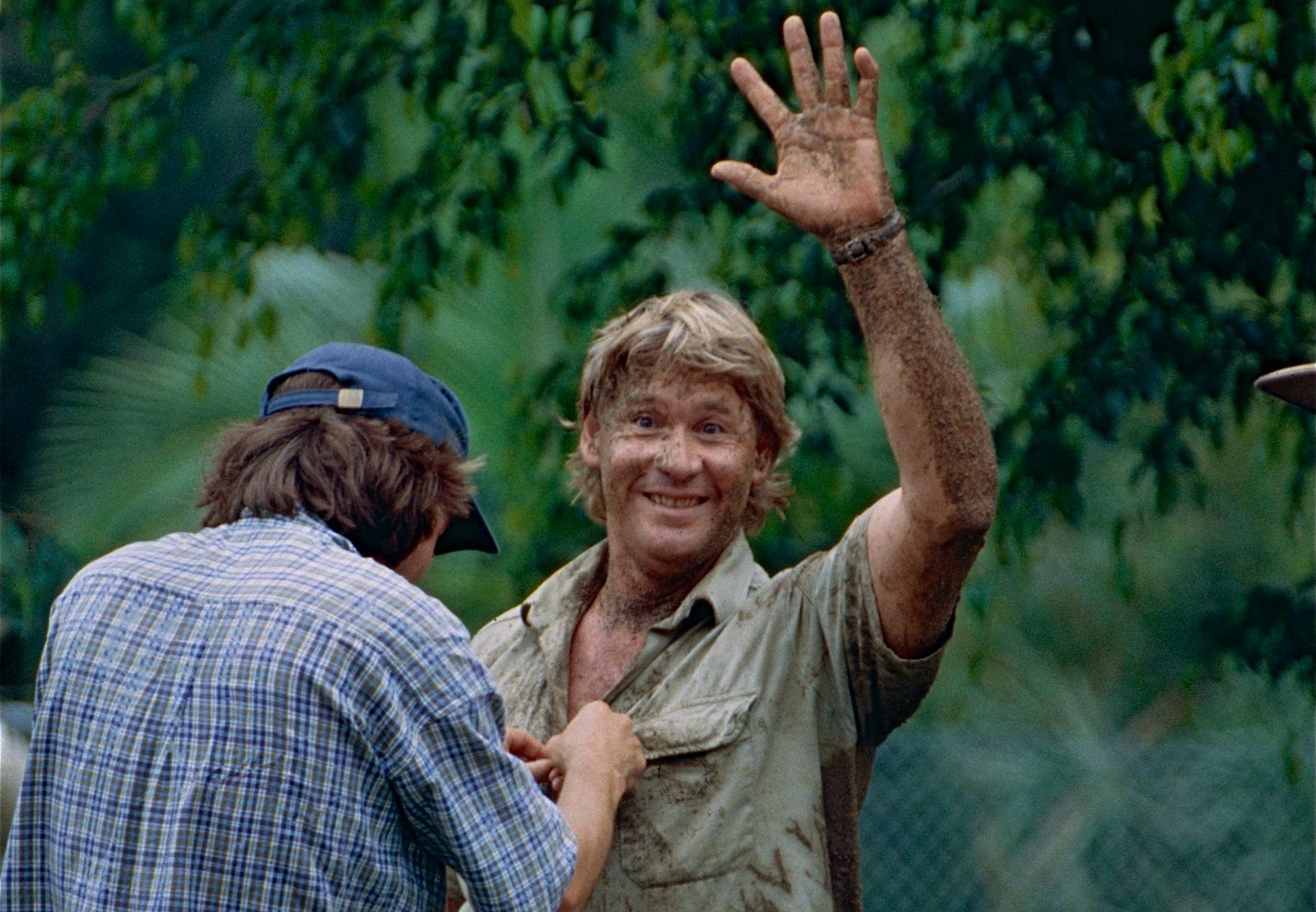 The Late   Crocodile Hunter   Steve Irwin After Playing With Dingos