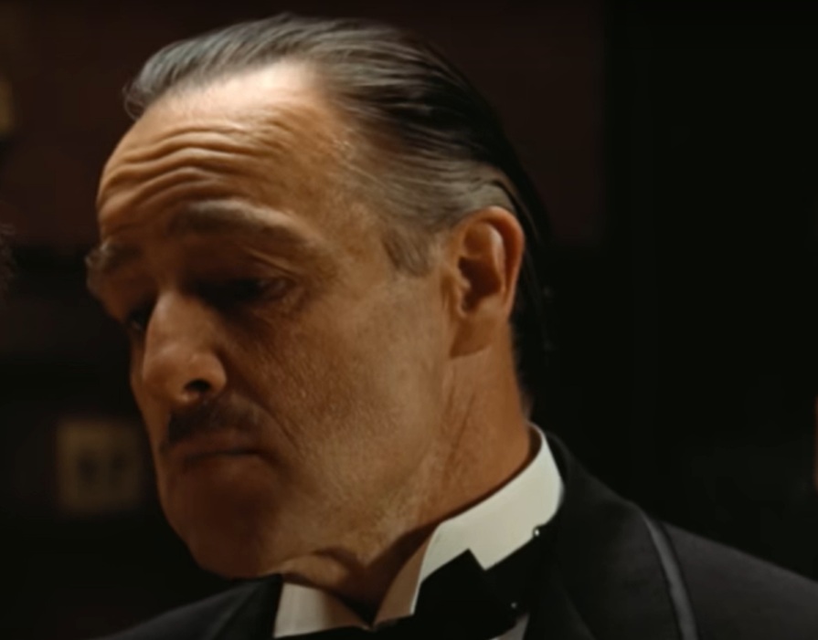 A visually captivating still taken from a pivotal moment in the film The Godfather (1972)