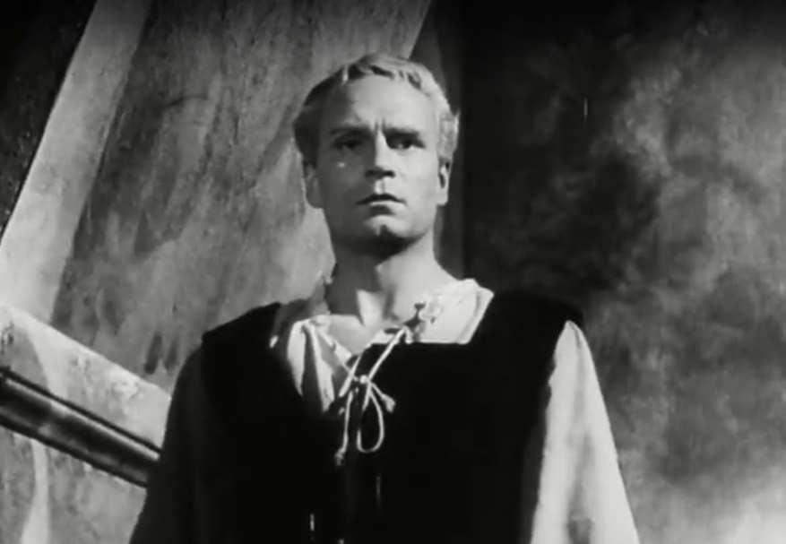 A visually captivating still taken from a pivotal moment in the film Hamlet (1948)
