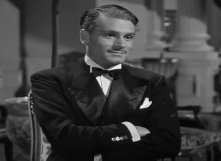 A visually captivating still taken from a pivotal moment in the film Rebecca (1940)