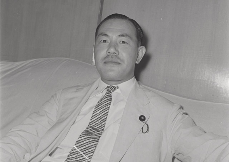 Photo of Prime Minister Kakuei Tanaka in October 1954