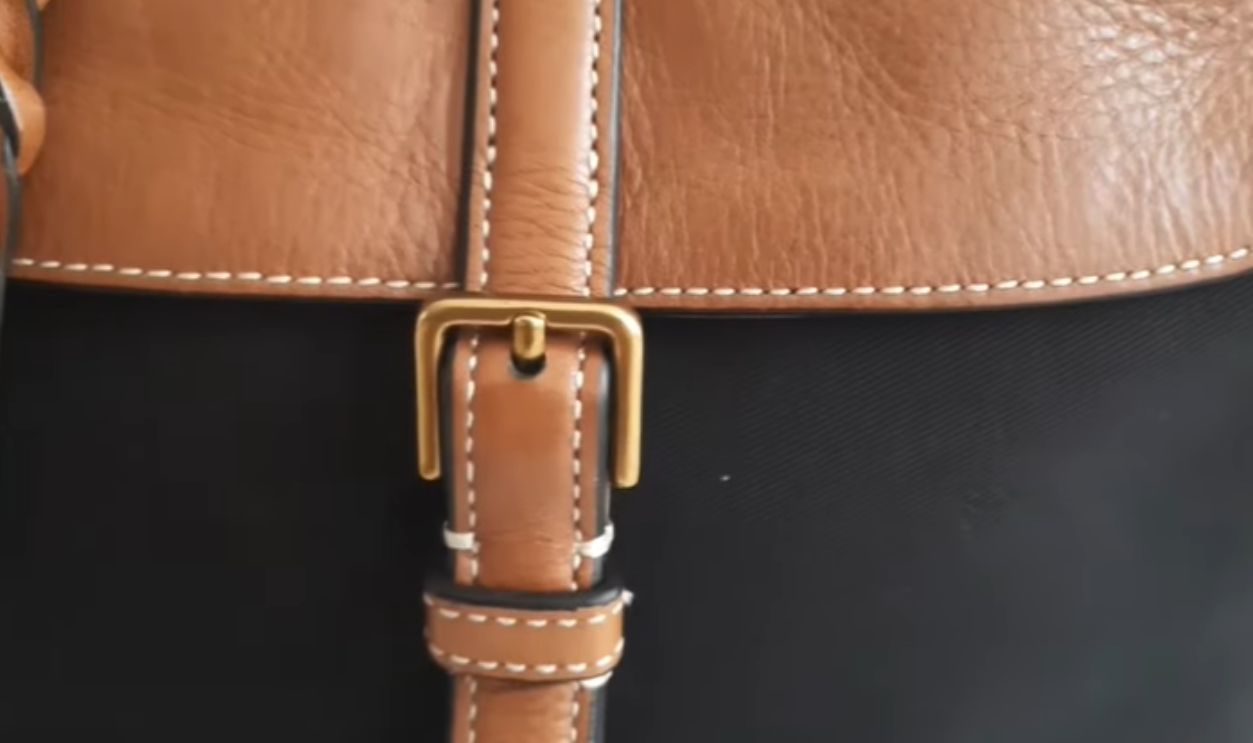 Black Handbag Trimmed In Brown Leather