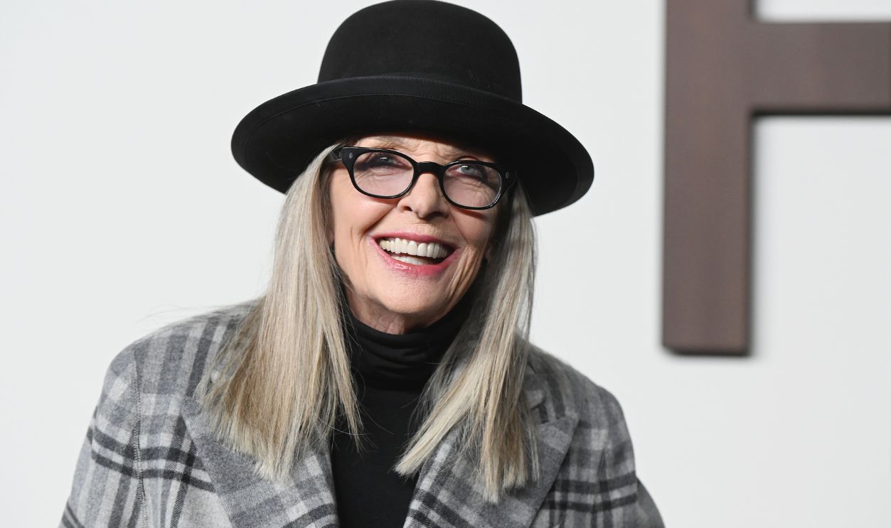 Diane Keaton at the Ralph Lauren Spring 2024 Ready To Wear Fashion Show at the Brooklyn Navy Yard on September 8, 2023 in Brooklyn, New York. 
