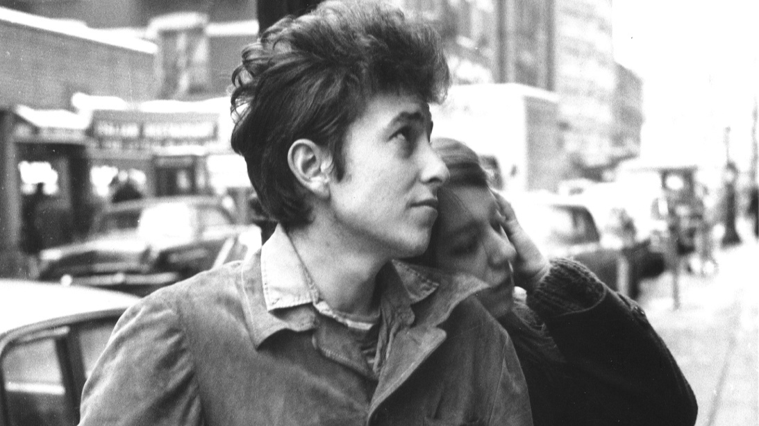 Bob Dylan walking with his girlfriend Suze Rotolo in September 1961 in New York City, New York.