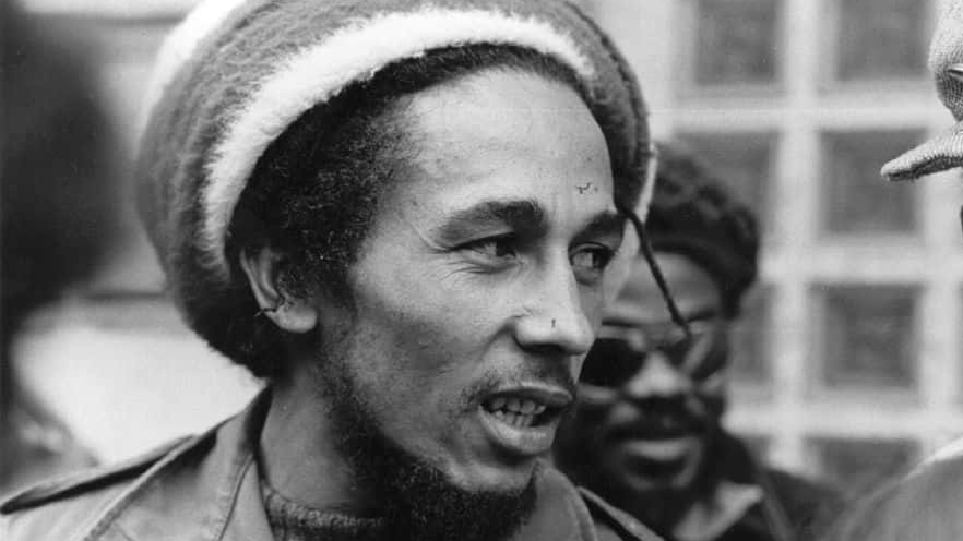 June 1977: Jamaican reggae singer, songwriter and guitarist Bob Marley (1945 - 1981) in London.
