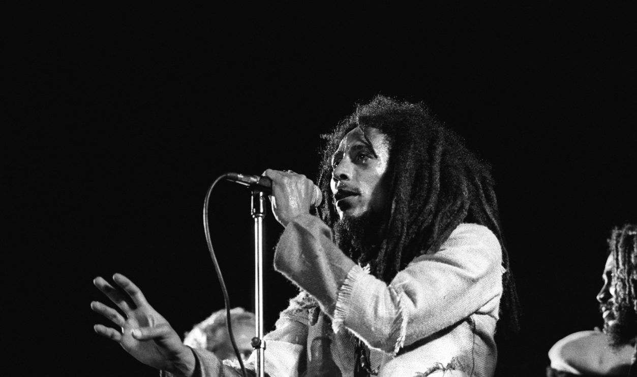 Photo of Bob MARLEY; Bob Marley performing live on stage at the One Love Peace concert at the National Stadium, Kingston