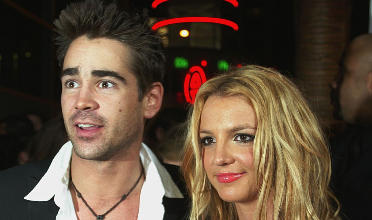 Singer Britney Spears and actor Colin Farrell arrive at the premiere of 'The Recruit' at the Cinerama Dome on January 28, 2003 in Hollywood, California.