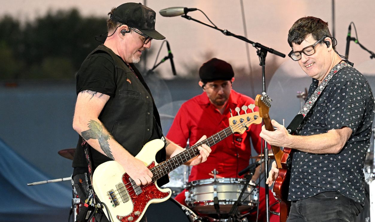 Dylan Keefe, Shlomi Lavie, and John Wozniak of Marcy Playground performs during day 8 of the Kentucky State Fair at the Kentucky Fair & Exposition Center on August 22, 2024 in Louisville, Kentucky. 