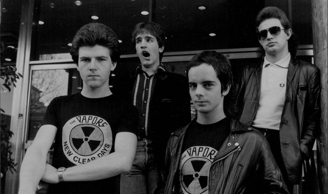 English New Wave Rock Band 'The Vapors' (correct Sp) at the Chevron hotel in McLea St. Kings Crosx.L to R : Howard Smith, Edward Bazalgette, Steve Smith & David Fenton.