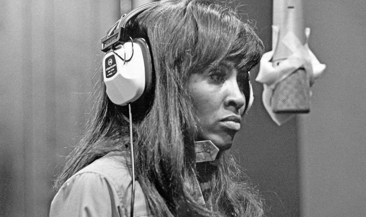 Tina Turner of the husband-and-wife R&B duo Ike & Tina Turner sings during a recording session in circa 1969.