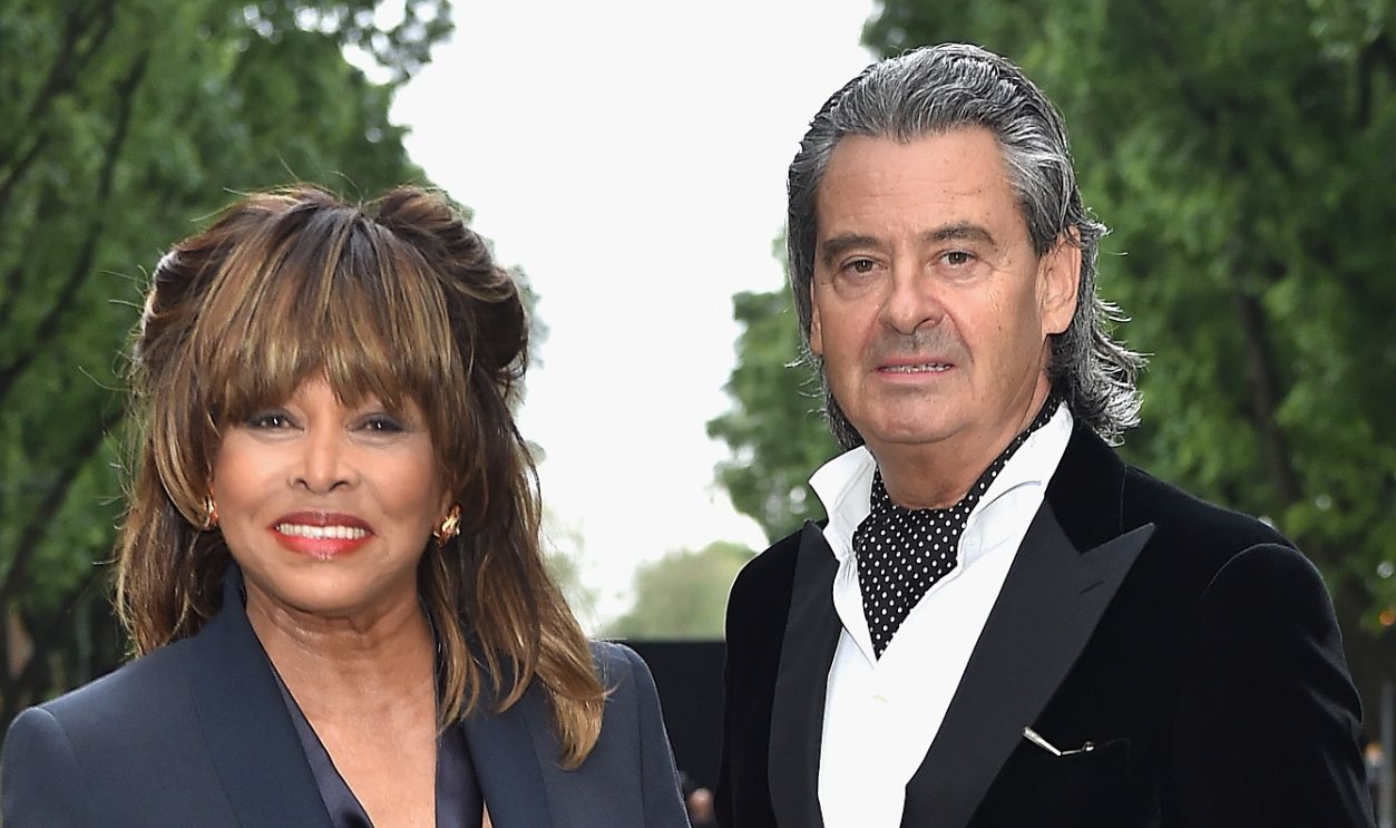 Tina Turner and Erwin Bach attend the Giorgio Armani 40th Anniversary Silos Opening And Cocktail Reception on April 30, 2015 in Milan, Italy. 