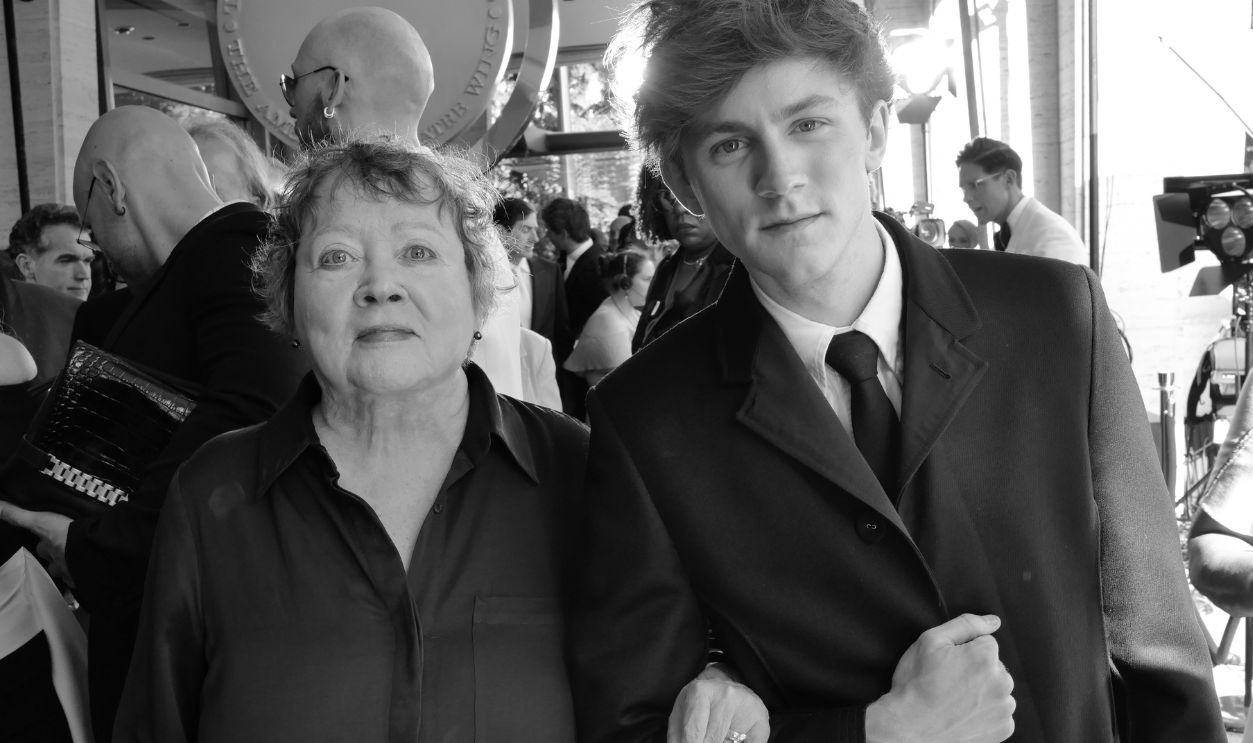 S. E. Hinton and Brody Grant attend The 77th Annual Tony Awards at David H. Koch Theater at Lincoln Center on June 16, 2024 in New York City.