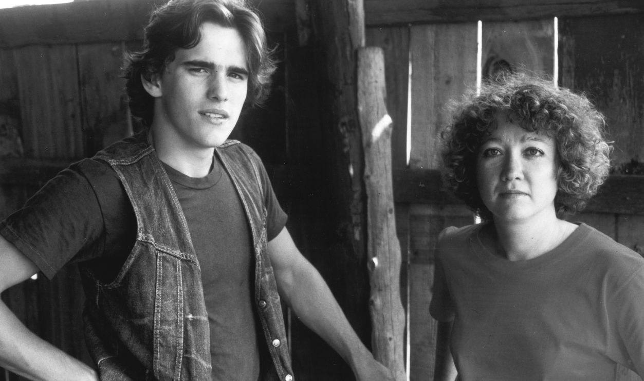 Photo of Matt Dillon with S.E. Hinton in 'Tex', September 1982. Hinton also wrote the novel on which the film was based.