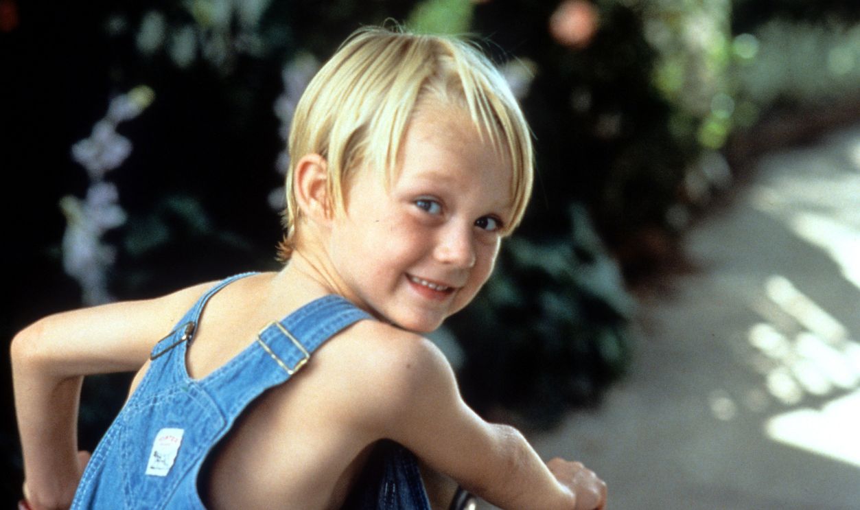 Mason Gamble In 'Dennis the Menace' Mason Gamble riding a tricycle in a scene from the film 'Dennis the Menace', 1993.