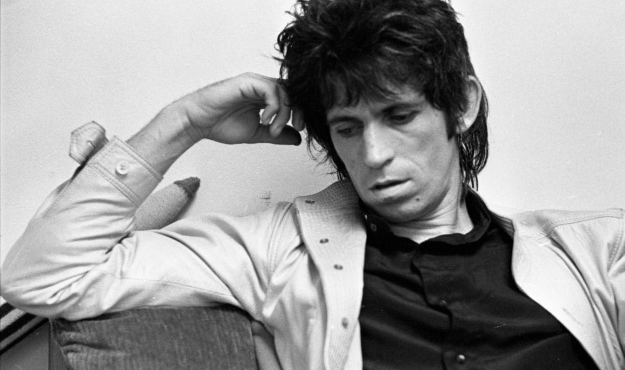 Keith Richards of The Rolling Stones is pictured in the offices of Rolling Stones Records in the Warner Communications Building in New York City on Sep. 20, 1977.