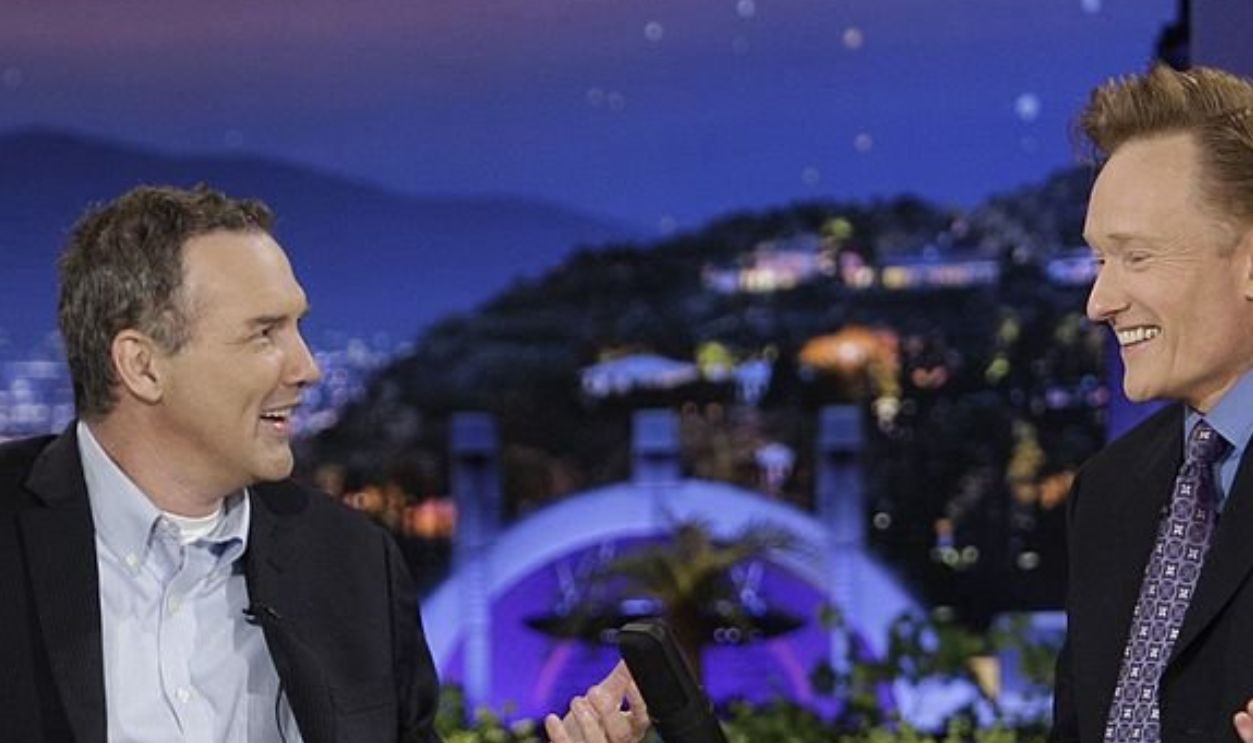 THE TONIGHT SHOW WITH CONAN O’BRIEN -- Episode 9 -- Air Date 06/11/2009 -- Pictured: (l-r) Comedian Norm Macdonald during an interview with host Conan O'Brien on June 11, 2009 -- Photo by: Paul Drinkwater/NBCU Photo Bank