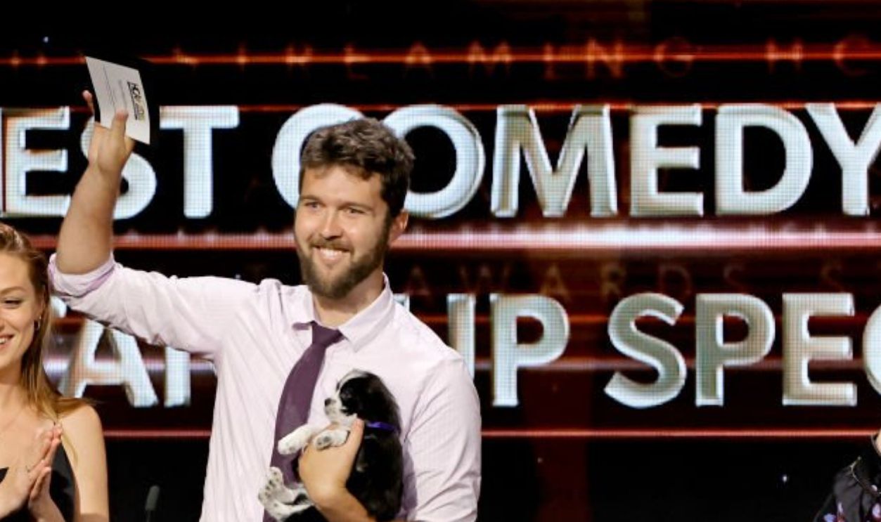 BEVERLY HILLS, CALIFORNIA - AUGUST 14: Dylan Macdonald (C) accepts the award for Best Comedy or Standup Special onstage for Norm Macdonald during The 2nd Annual HCA TV Awards: Streaming at The Beverly Hilton on August 14, 2022 in Beverly Hills, California.