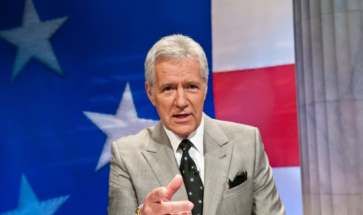 WASHINGTON, DC - APRIL 21: Alex Trebek speaks during a rehearsal before a taping of Jeopardy! Power Players Week at DAR Constitution Hall on April 21, 2012 in Washington, DC. 