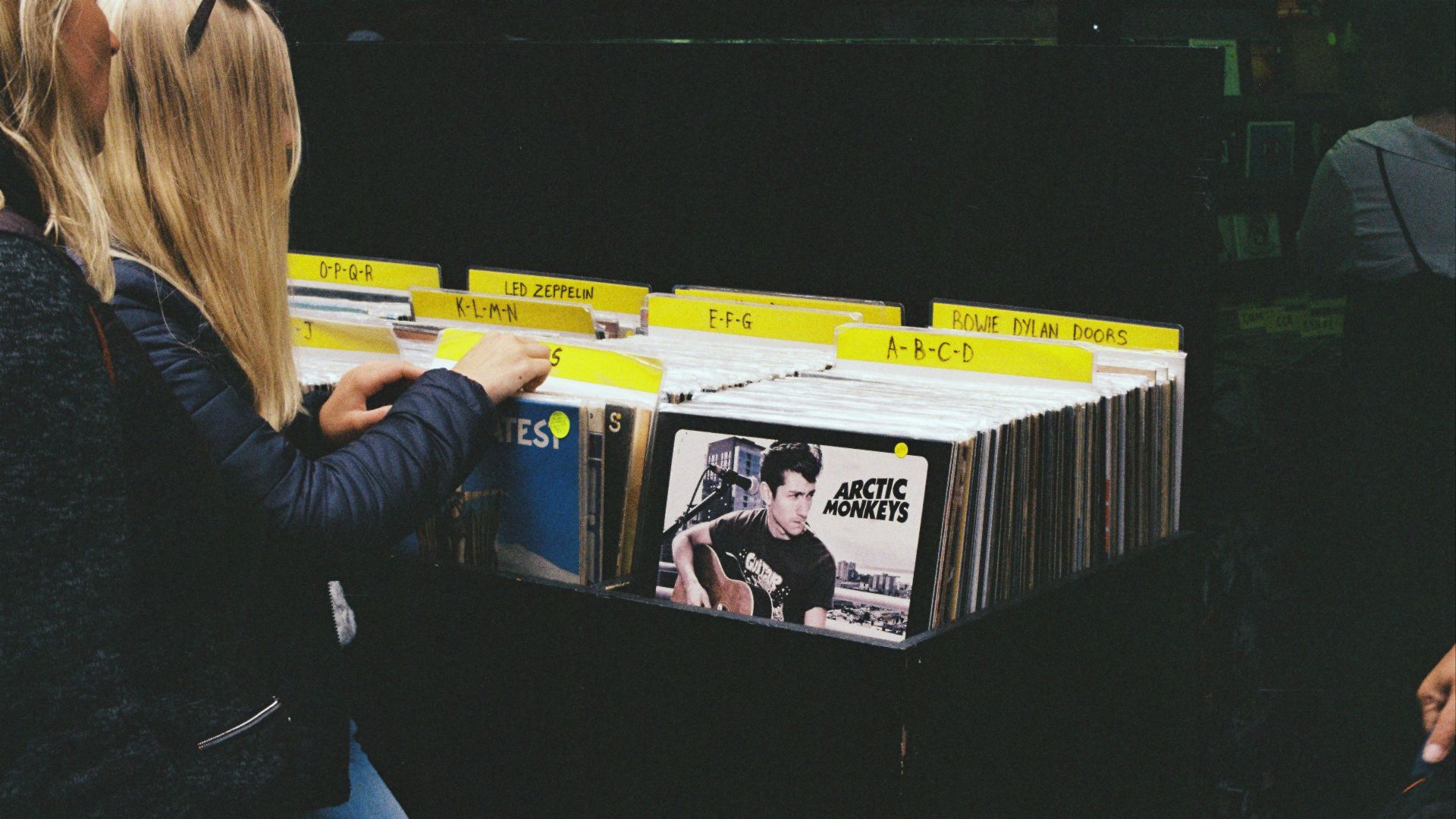 a person looking at a display