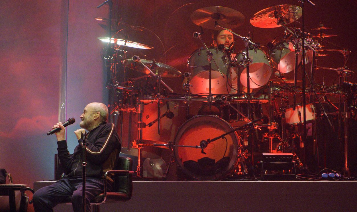 Phil Collins of Genesis performs on the opening night of their North American