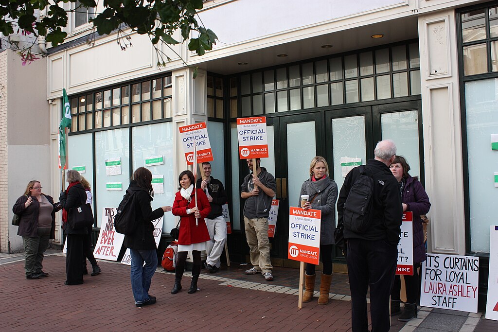 Picketing Laura Ashley shop