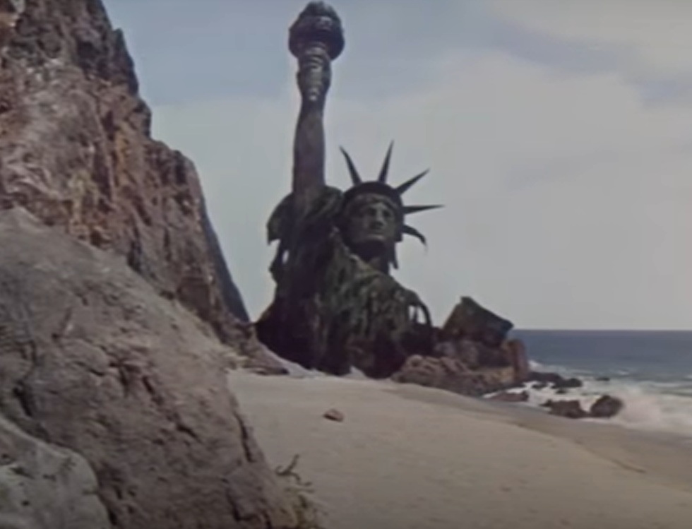 A visually captivating still taken from a pivotal moment in the film Planet of the Apes (1968)