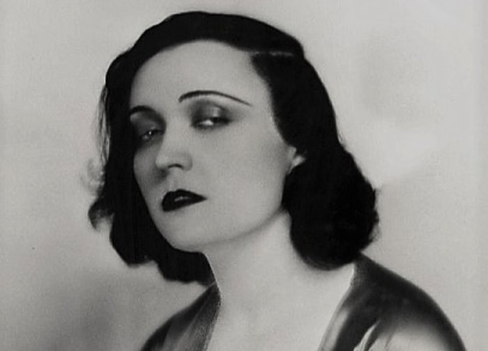 Actress Pola Negri wearing a black top