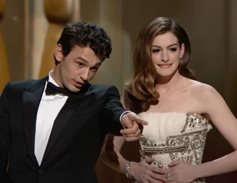 Hosts James Franco and Anne Hathaway performs onstage during the Annual Academy Awards