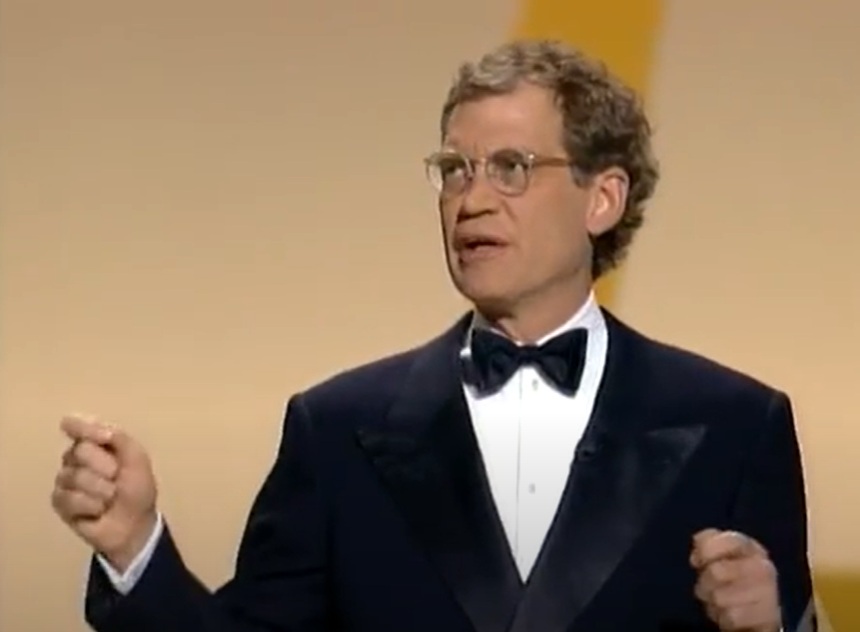 Host David Letterman performs onstage during the Annual Academy Awards