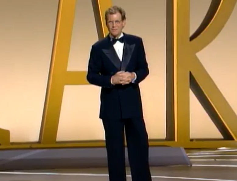 Host David Letterman performs onstage during the Annual Academy Awards
