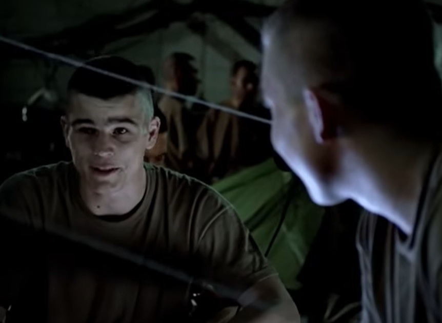 A visually captivating still taken from a pivotal moment in the film Black Hawk Down (2001)