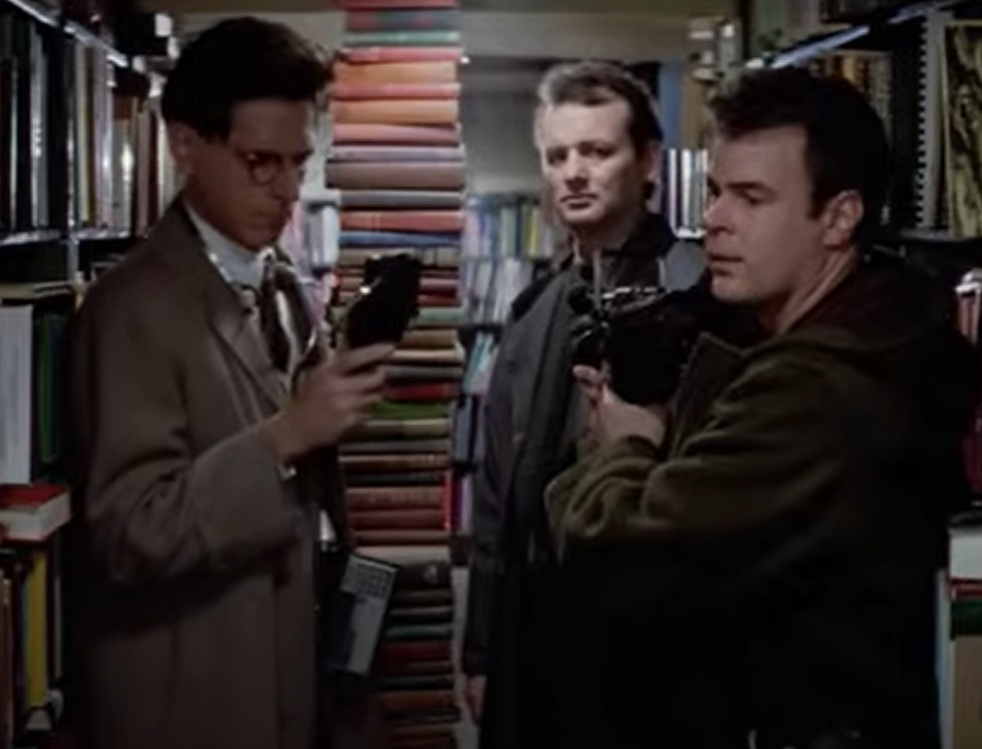A visually captivating still taken from a pivotal moment in the film Ghostbusters (1984)