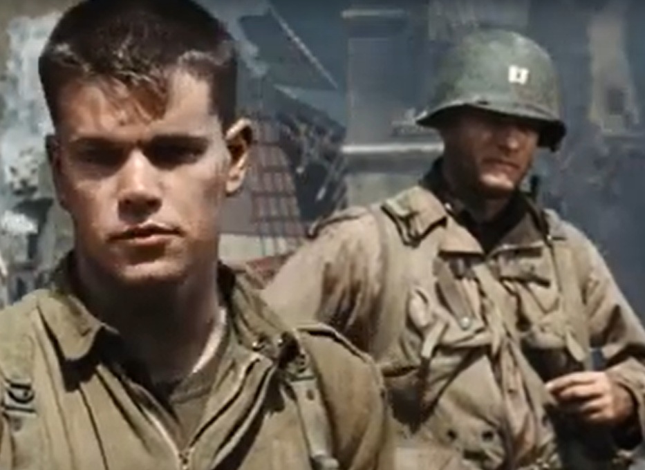 A visually captivating still taken from a pivotal moment in the film Saving Private Ryan (1998)