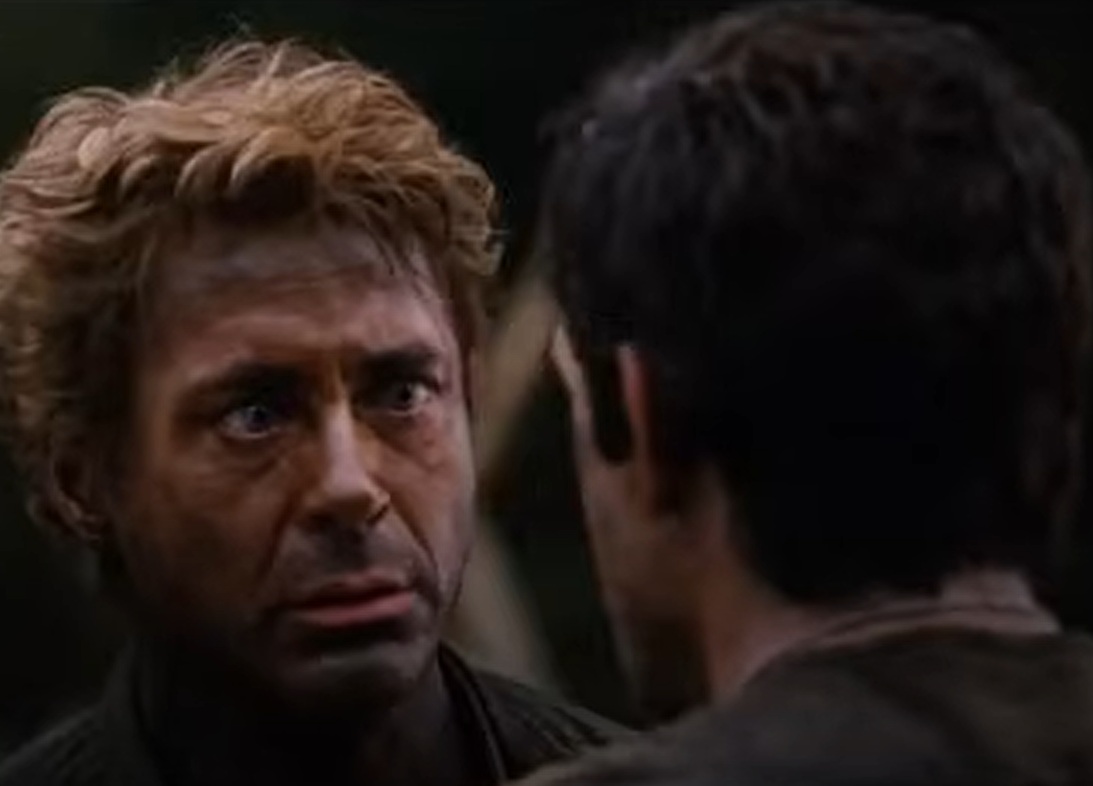 A visually captivating still taken from a pivotal moment in the film Tropic Thunder (2008)