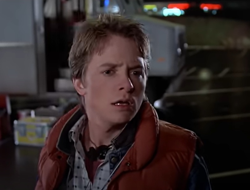 A visually captivating still taken from a pivotal moment in the film Back to the Future (1985)