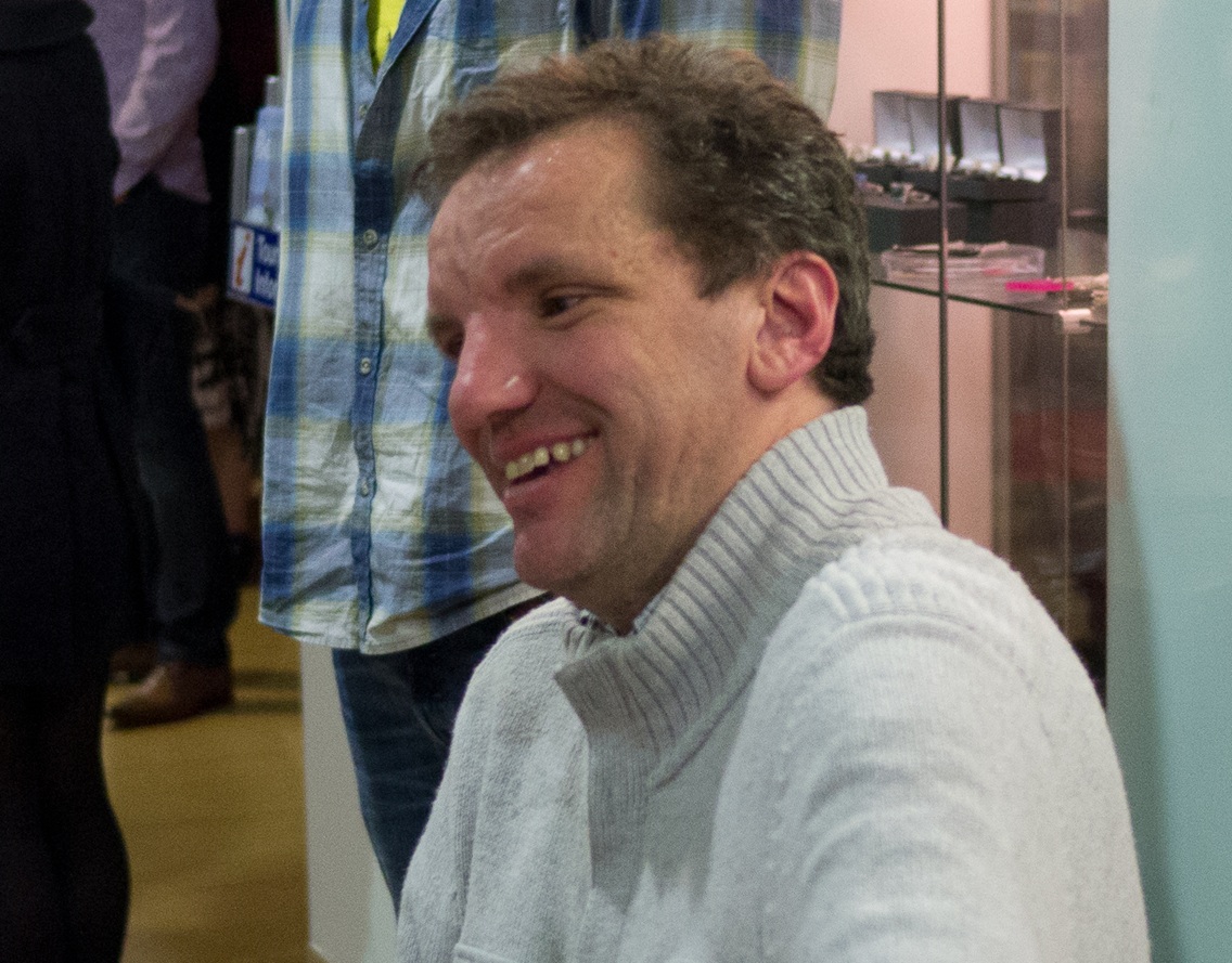 Henning Wehn doing some post-performance product sales - 2013