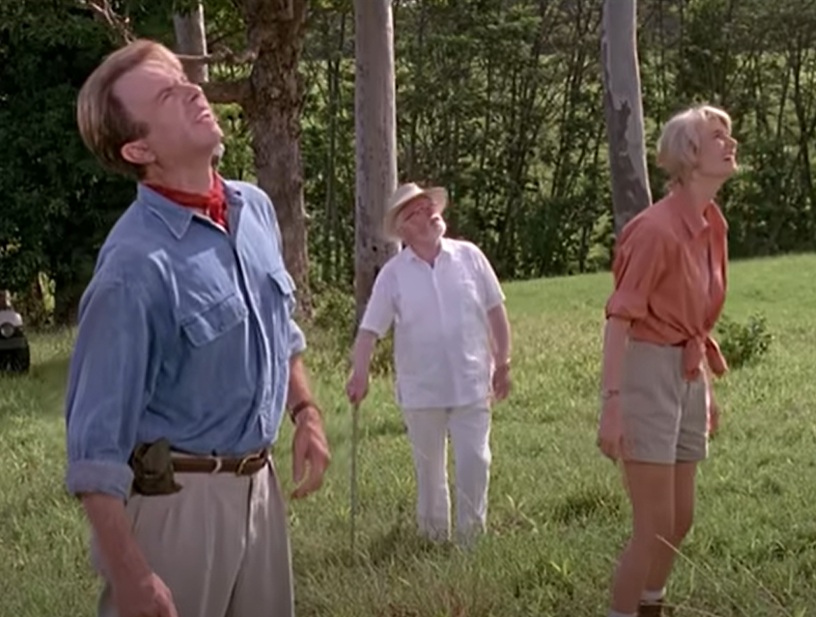 A visually captivating still taken from a pivotal moment in the film Jurassic Park (1993)