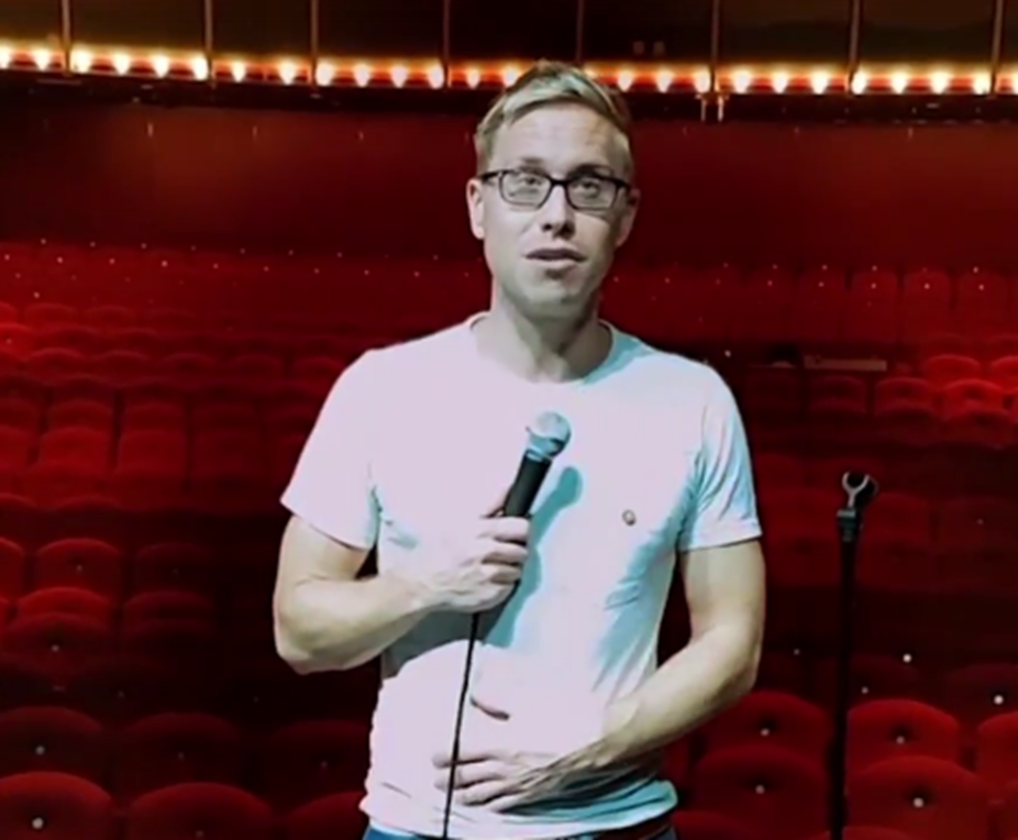 Russell Howard advertises his upcoming performance